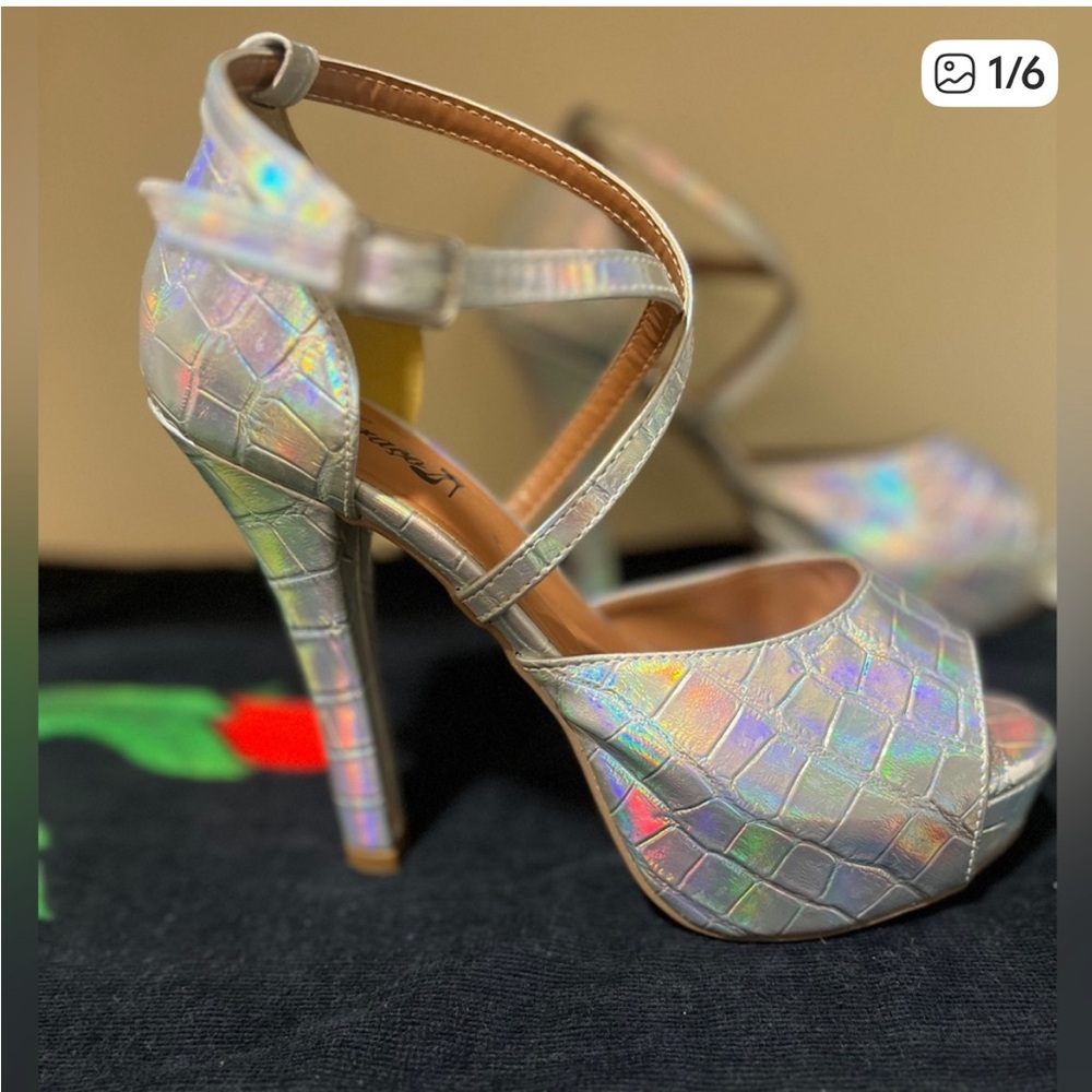 Women’s Iridescent Holographic Platform Samba dance shoes